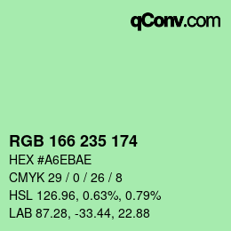 Color code: RGB 166 235 174 | qconv.com