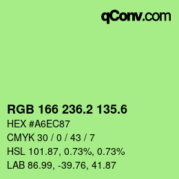 カラーコード: RGB 166 236.2 135.6 | qconv.com