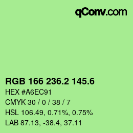 カラーコード: RGB 166 236.2 145.6 | qconv.com