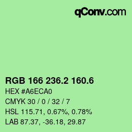 カラーコード: RGB 166 236.2 160.6 | qconv.com