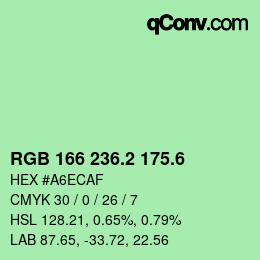 カラーコード: RGB 166 236.2 175.6 | qconv.com