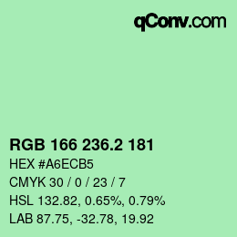 カラーコード: RGB 166 236.2 181 | qconv.com