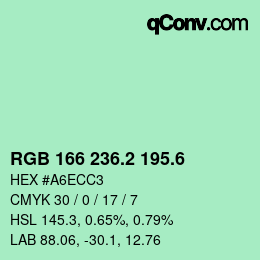 カラーコード: RGB 166 236.2 195.6 | qconv.com