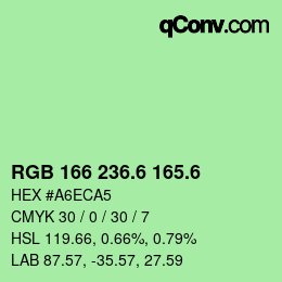 カラーコード: RGB 166 236.6 165.6 | qconv.com