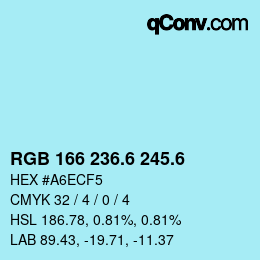 カラーコード: RGB 166 236.6 245.6 | qconv.com