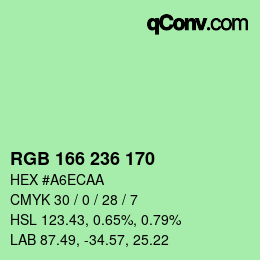 カラーコード: RGB 166 236 170 | qconv.com