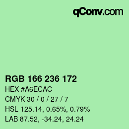 カラーコード: RGB 166 236 172 | qconv.com