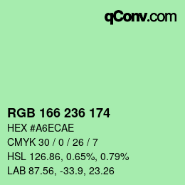 カラーコード: RGB 166 236 174 | qconv.com