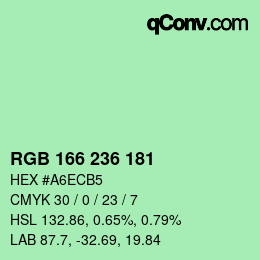 カラーコード: RGB 166 236 181 | qconv.com