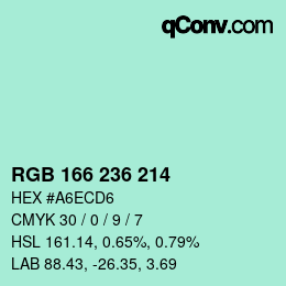 Color code: RGB 166 236 214 | qconv.com