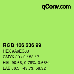 Color code: RGB 166 236 99 | qconv.com