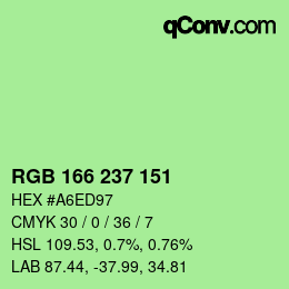 Color code: RGB 166 237 151 | qconv.com