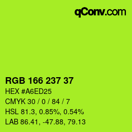 Color code: RGB 166 237 37 | qconv.com