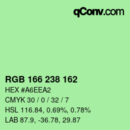 Color code: RGB 166 238 162 | qconv.com