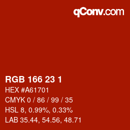 Color code: RGB 166 23 1 | qconv.com