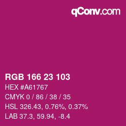 Color code: RGB 166 23 103 | qconv.com