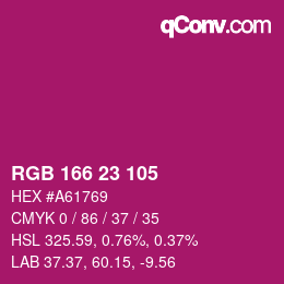 颜色代码: RGB 166 23 105 | qconv.com