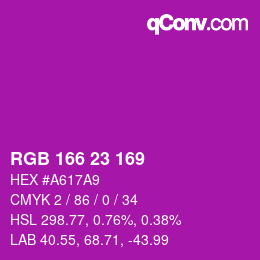 カラーコード: RGB 166 23 169 | qconv.com