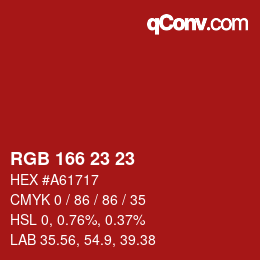 颜色代码: RGB 166 23 23 | qconv.com