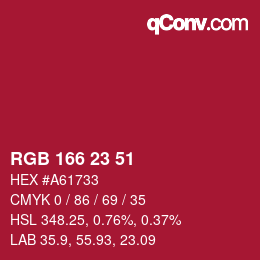 Color code: RGB 166 23 51 | qconv.com