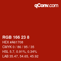 カラーコード: RGB 166 23 8 | qconv.com