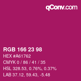 Color code: RGB 166 23 98 | qconv.com