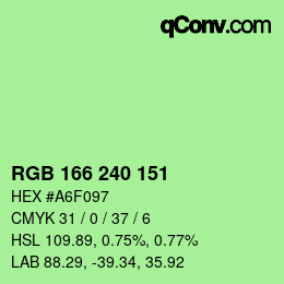 Color code: RGB 166 240 151 | qconv.com