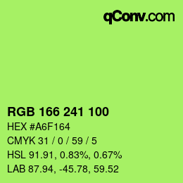 Color code: RGB 166 241 100 | qconv.com