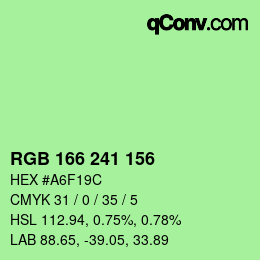 Color code: RGB 166 241 156 | qconv.com