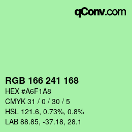 カラーコード: RGB 166 241 168 | qconv.com