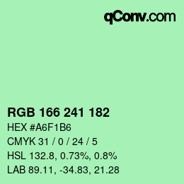 Color code: RGB 166 241 182 | qconv.com