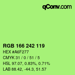 Color code: RGB 166 242 119 | qconv.com