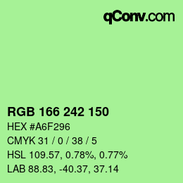 颜色代码: RGB 166 242 150 | qconv.com