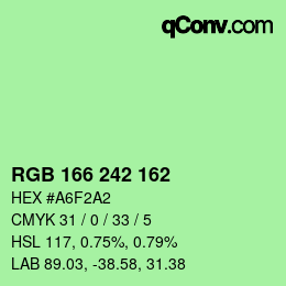 Color code: RGB 166 242 162 | qconv.com