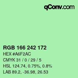 Color code: RGB 166 242 172 | qconv.com