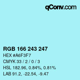 Color code: RGB 166 243 247 | qconv.com