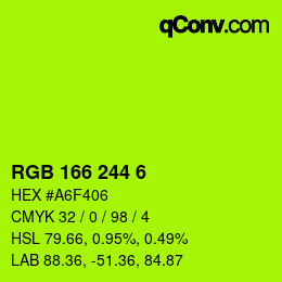 カラーコード: RGB 166 244 6 | qconv.com