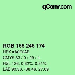 Código de color: RGB 166 246 174 | qconv.com