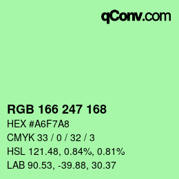カラーコード: RGB 166 247 168 | qconv.com