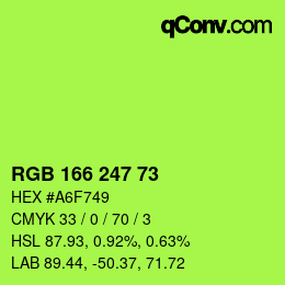 Color code: RGB 166 247 73 | qconv.com