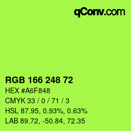Color code: RGB 166 248 72 | qconv.com