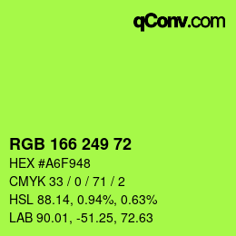 Color code: RGB 166 249 72 | qconv.com