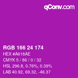 カラーコード: RGB 166 24 174 | qconv.com