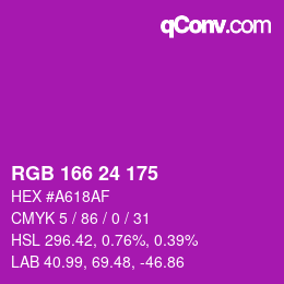 颜色代码: RGB 166 24 175 | qconv.com