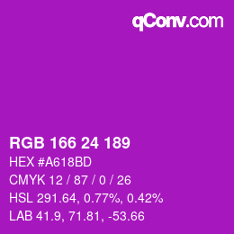 カラーコード: RGB 166 24 189 | qconv.com