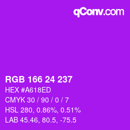 颜色代码: RGB 166 24 237 | qconv.com
