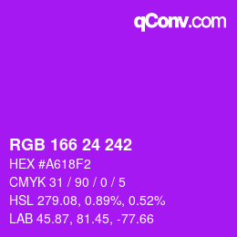 颜色代码: RGB 166 24 242 | qconv.com