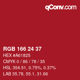 カラーコード: RGB 166 24 37 | qconv.com