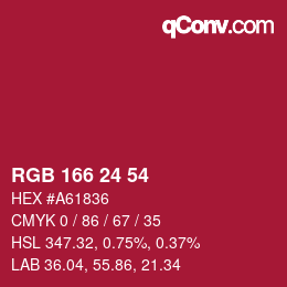 カラーコード: RGB 166 24 54 | qconv.com