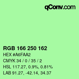 カラーコード: RGB 166 250 162 | qconv.com